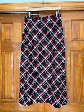 Hanna Andersson Tartan Plaid‎ Full Length Skirt Red Black White Women’s 14